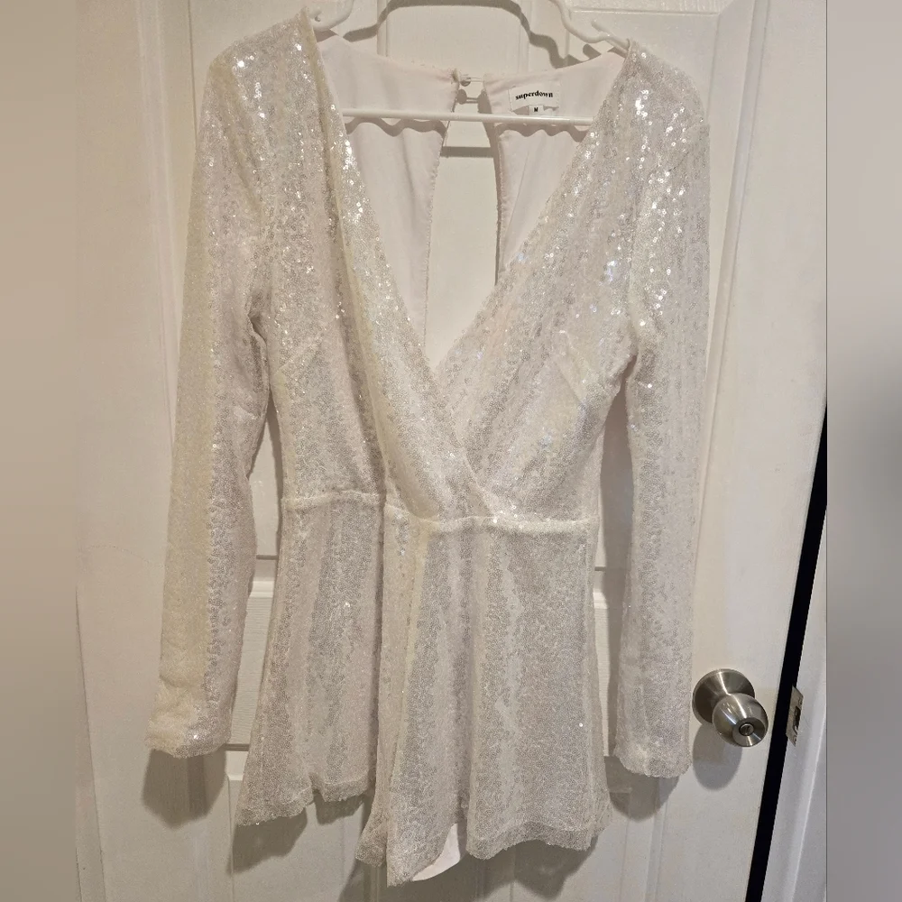 Revolve Superdown Devonne Surplice Romper White Size Medium
